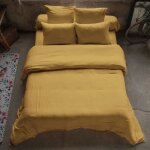 Housse de couette en gaze de coton safran - housse de r�ve - 240x260 cm - jaune - uni - el�gance - chic ...