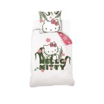 Housse de couette hello kitty 140x200 cm + 1 taie doreiller 63x63 cm - 100% coton - blanc