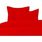 Housse de couette - homerokk - 220x240 cm - 100% coton - rouge - 2 taies + drap housse 140x190