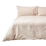 Housse de couette en lin lav� et coton beige - 240 x 220 cm