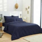 Housse de couette unie marine 260 x 240 cm / 100% coton / 57 fils / cm² pour lit 2 places king size Housse de couette unie marine 260 x 240 cm / 100% coton / 57 fils / cm² pour lit 2 places king size