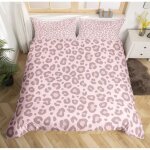 Housse de couette - parure de lit - 220x240 cm - imprim lopard rose - 3 pices - lgre et respirante ...
