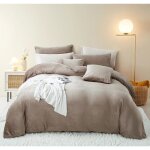 Housse de couette - nayoroom - 200x200 kaki - flanelle - 2 taies doreiller - lavable en machine