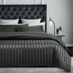 Housse de couette satin gris - nayoroom - 200x200cm - rayures - lavable - parure de lit 1 personne