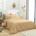 Housse de couette unie taupe 260 x 240 cm / 100% coton / 57 fils / cm² pour lit 2 places king size Housse de couette unie taupe 260 x 240 cm / 100% coton / 57 fils / cm² pour lit 2 places king size