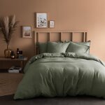 Housse de couette unie en lin - matt & rose - lin lav� - vert lichen - 260x240 cm
