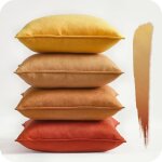 Housse de coussin 40x40 cm - lot de 4 en velours doux - dégardé jaune - topfinel Housse de coussin 40x40 cm - lot de 4 en velours doux - dégardé jaune - topfinel