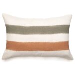 Housse de coussin 40x60 cm aria lin lav� doubl� coton cognac - kaki