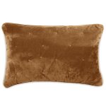Housse de coussin 40x60 gipsy velours piquage points brod�s marron camel