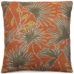 Housse de coussin 45x45 cm lin lav� motif v�g�tal palawan terracotta