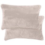 Housse de coussin 40x60 gipsy velours piquage points brod�s blanc naturel