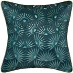 Housse de coussin imprim�e feel - velours - bleu canard et dor� - 40x40 cm - bleu canard - atmosphera ...