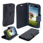 Housse etui coque pochette portefeuille pour samsung i9600 galaxy s5 + film ecran - noir / noir