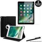 Housse etui noir pour apple ipad pro 12. 9 2015 / 2017 coque avec support rotatif 360 + 2 vitres de ...
