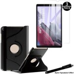 Housse etui noir pour samsung galaxy tab a7 lite 8. 7 sm - t220 support rotatif 360� + 3 vitres de protection ...