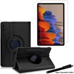 Housse etui noir pour samsung galaxy tab s7 plus 12. 4 2020 t970 support rotatif 360� + 1 vitre de protection ...