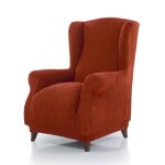 Housse de fauteuil avec accoudoirs protectrice int�grale bi extensible terracotta