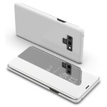 Housse miroir clear view etui  rabat avec fonction support pour samsung galaxy note 9 6. 4 argent