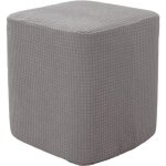 Housse de pouf carr� extensible gris - homyl - tissu - d�coration de meubles