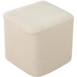 Housse pour pouf - homyl - extensible antid�rapante - beige - carr� - lavable