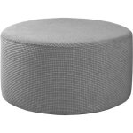Housse de pouf extensible en tissu gris pour salon - homyl - diam�tre de 48 - 55 cm - hauteur de 43 � ...
