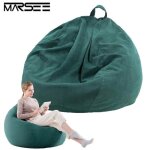 Housse de pouf - marsee - modle poire - velours ctel doux - 90x110cm - vert