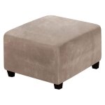 Housse extensible pour pouf carr� velours chameau - pouf non inclus
