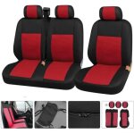 Housses de siège avant 2 + 1 universelles pour fourgon utilitaire couvre - sièges rouge noir polyester ... Housses de siège avant 2 + 1 universelles pour fourgon utilitaire couvre - sièges rouge noir polyester ...
