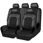 Housse de sige voiture - qingque - universelle 5 places - cuir pu - lot de 9 - noir