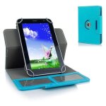 Housse tablette tactile 7 pouces universelle porte carte simili cuir bleu ciel yonis