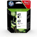 Hp 62 pack de 2 cartouches dencre noire et trois couleurs authentiques (n9j71ae) pour officejet mobile ...