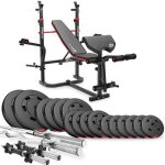 Banc de musculation pliable hs - 1065 avec ensemble dhalt�res de 75 kg de hop - sport pupitre de curl ...