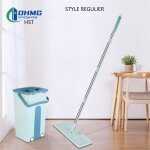 Hst ohmg balai serpillire plat et seau auto - lavage avec 2 tissu mops style rgulier (vert)