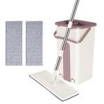 Hst / seau - presse / lave sol vadrouille nettoyage 360 ??degrs + seau + 2 tampons kaki