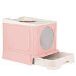 Bac  litire ferm pour chat grande taille - hsturyz - xxl - rose - polypropylne