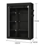 Hsturyz penderie souplearmoire en tissu 170cm de haut acier inoxydable + tissu 5 compartiments avec tringle ...