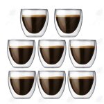 Htbe� pas de couvercle double verre transparent tasse � eau tasse � caf� isol� m�nage eau potable trempage ...