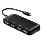 Hub typc 3. 0 multiprise multi 4 ports usb multiple ultra fin avec voyants de commutateurs dalimentation ...