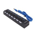 Hub usb 3. 0 aliment rpartiteur de hub de donnes usb  7 ports interrupteurs marche / arrt individuels ...