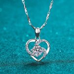 Collier - hueihwoh� - coeur - argent� - oxyde de zirconium - longueur 50 cm