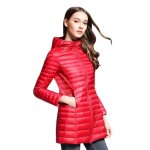 Boutique hugo - doudoune light femme lumire mi - longue couleur unie automne - hiver - rouge