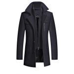 Boutique hugo - fashion caban mi - longue manteau en laine homme deux col casual slim fit pardessus homme ...