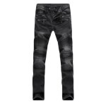 Jean homme insfity slim noir plissé moto style jeans pantalon - taille standard Jean homme insfity slim noir plissé moto style jeans pantalon - taille standard