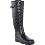Hunter bottes de pluie hautes matelassées verticales raffinées pour femmes en noir (noir 42) Hunter bottes de pluie hautes matelassées verticales raffinées pour femmes en noir (noir 42)