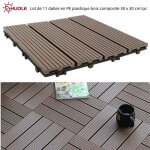 Huole lot de 11 dalles en pe plastique bois composite panneaux d�pissage diy caf� 30 x 30 cm / pc
