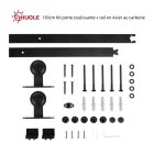 Huole 183cm kit porte coulissante + rail en acier au carbone (porte non fourni) crochet en t