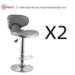 Huole 2 x tabourets de bar chaise haute design arcs hauteur r�glable avec dossier gris h 85 - 105 cm