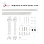 Huole 200cm kit porte coulissante + rail en acier au carbone (porte non fourni) classique blanc
