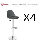 Huole 4 x tabourets de bar simili gris contemporain r�glables en hauteur 55 cm - 75 cm