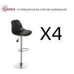 Huole 4 x tabourets de bar simili noir contemporain r�glables en hauteur 55 cm - 75 cm